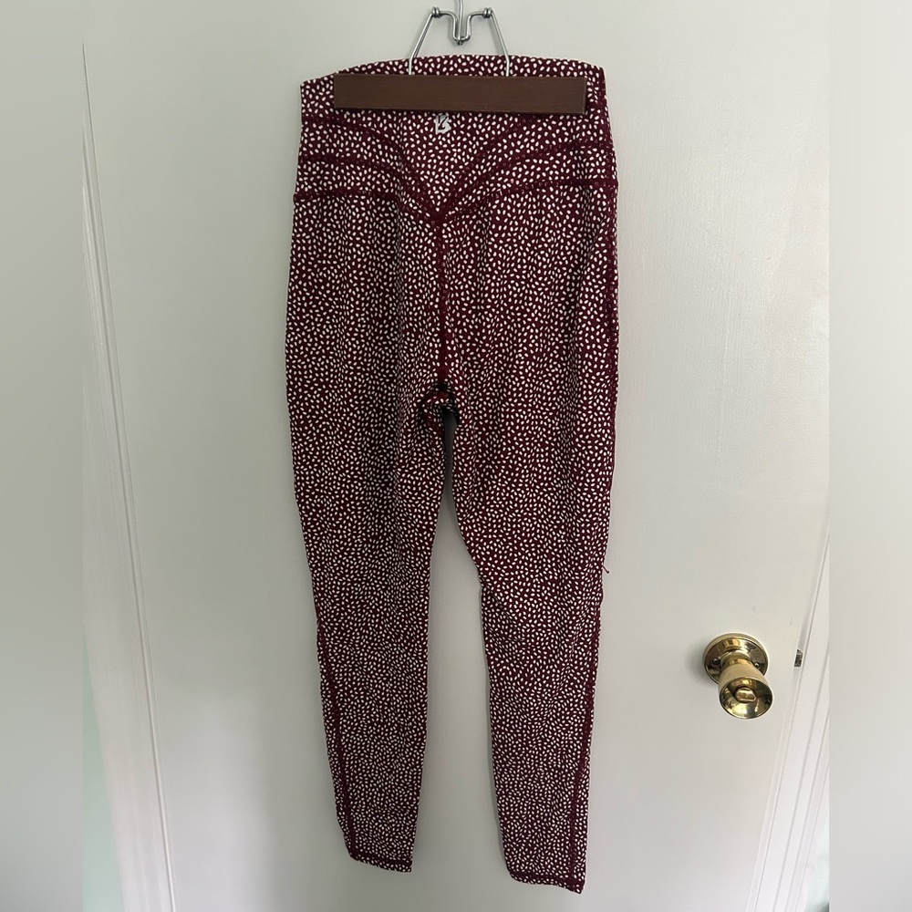 BuffBunny Maroon & White Dotted High-Waist Leggings